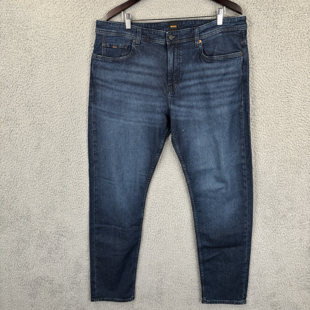 NEW Hugo Boss Tapered Fit Jeans Mens 38x32 Dark Wash Stretch Denim Taber